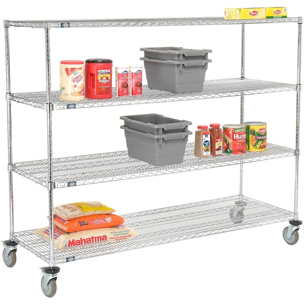Nexel E-Z Adjust Wire Shelf Truck w/Brakes, 1200 lb. Capacity, 72inL x 24inW x 60inH 580557AB - main